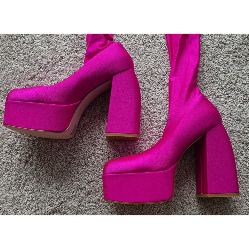 Azalea Wang Platform Pant Boot Fuschia Size 10 NEW leggings - Picture 9 of 11